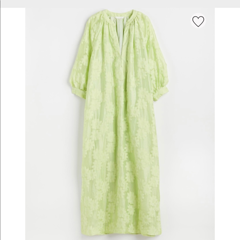 H&M green floral caftan maxi dress